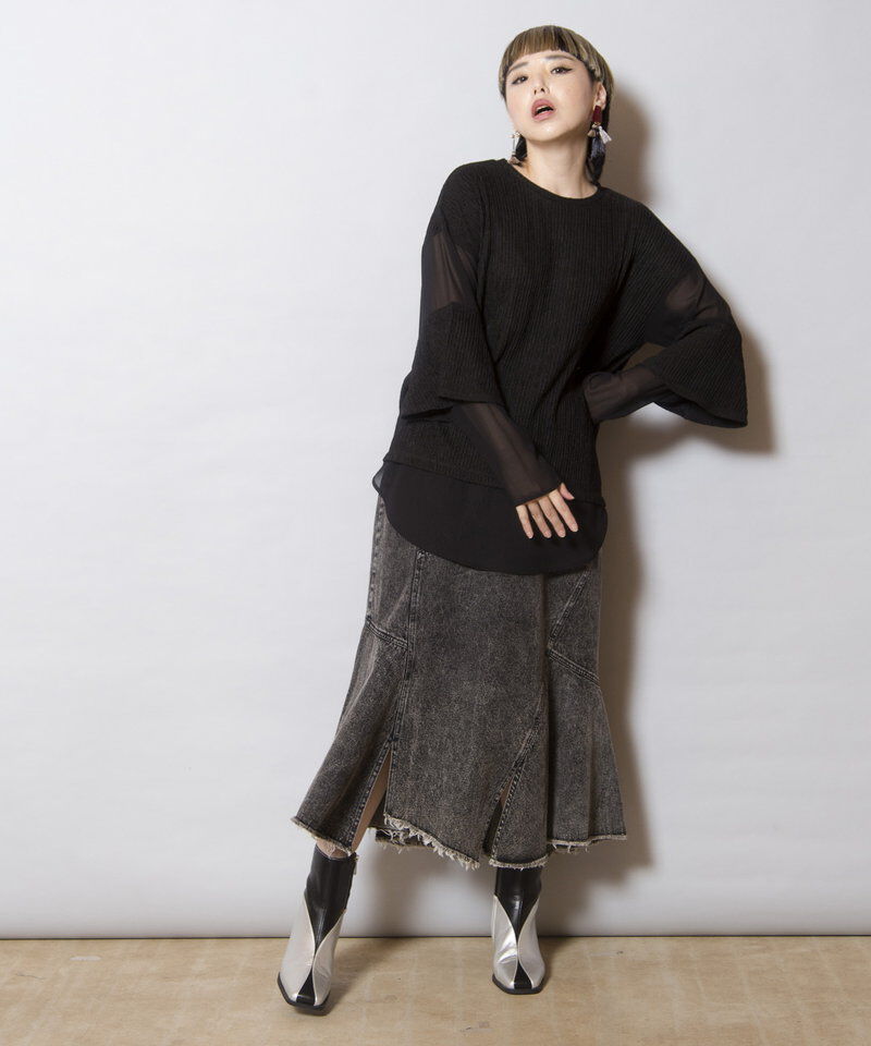  「アシンメトリーケミカルデニムスカート」|スカート|