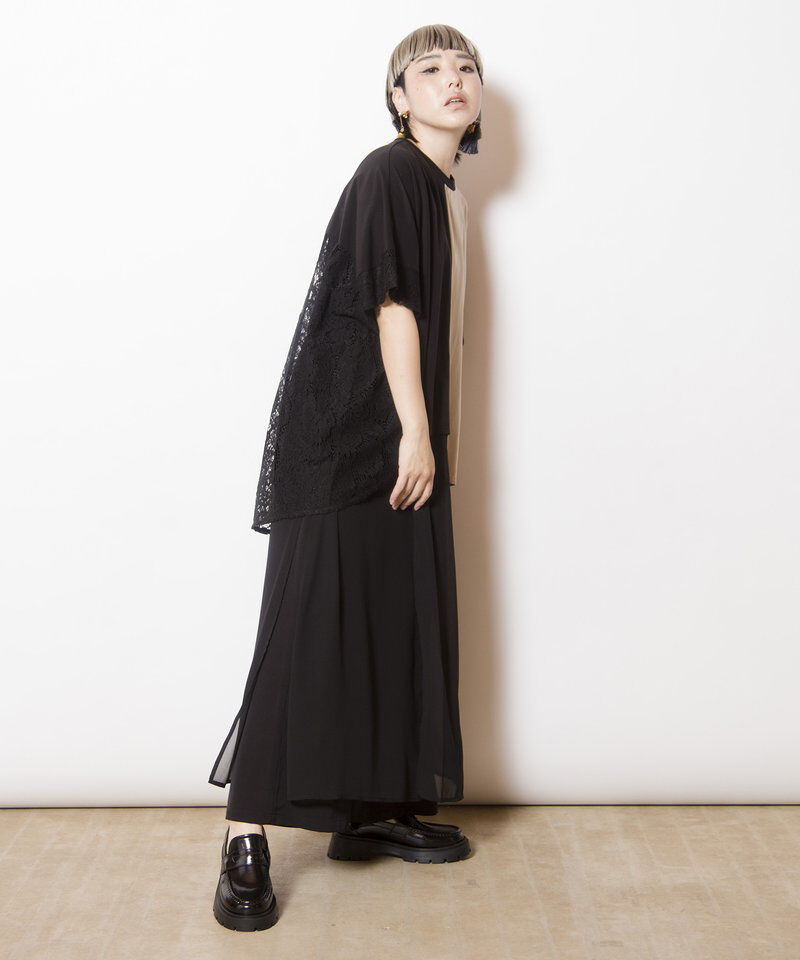  「レース切替ビッグTシャツ」|Tシャツ・カットソー|