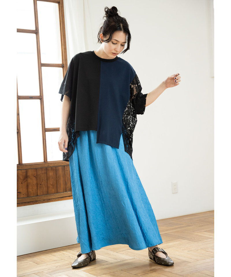  「レース切替ビッグTシャツ」|Tシャツ・カットソー|