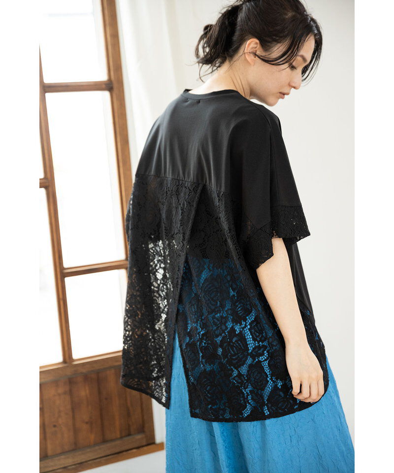  「レース切替ビッグTシャツ」|Tシャツ・カットソー|