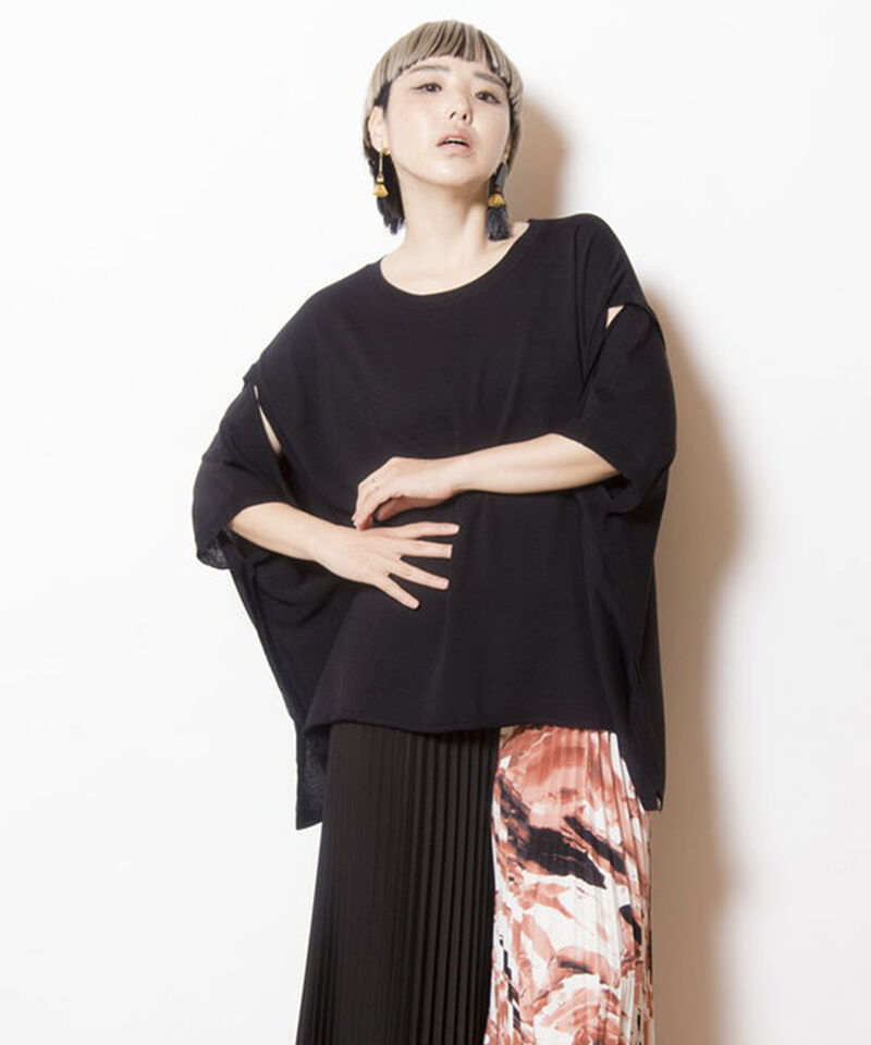  「2WAYニットポンチョ」|ニット・セーター|BLACK