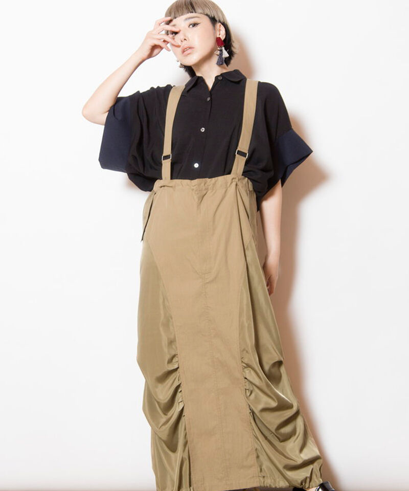  「サスペンダー付ミリタリースカート」|スカート|BEIGE