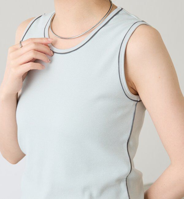  「シアーパイピングタンクトップ」|Tシャツ・カットソー|ブルー