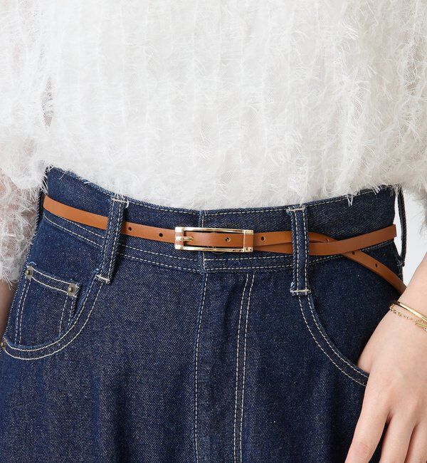  「【PAPILLONNER/パピヨネ】スクエアバックルレザーベルト」|ベルト|キャメル