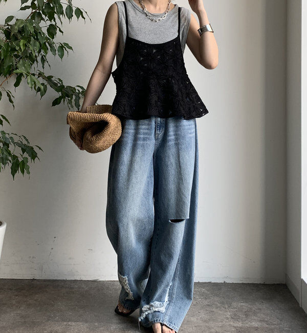  「【WEB限定】チュールフラワーキャミ」|シャツ・ブラウス|