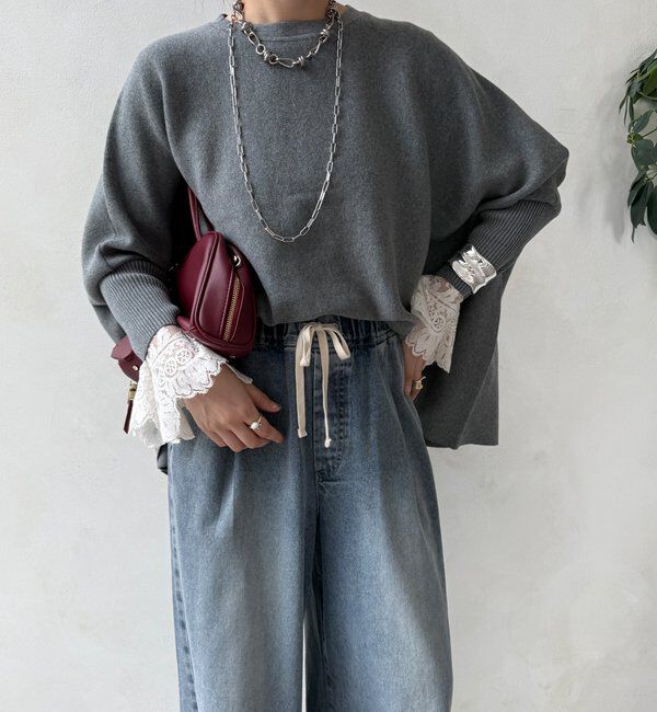  「【WEB限定】ポンチョニット」|ニット・セーター|グレー