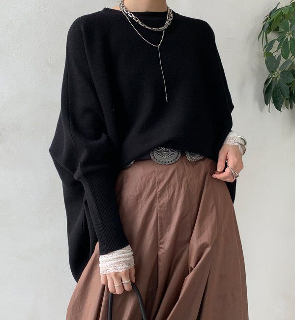  「【WEB限定】ポンチョニット」|ニット・セーター|ブラック