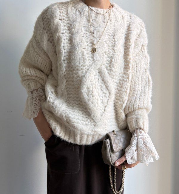  「【WEB限定】ローゲージケーブルニット」|ニット・セーター|