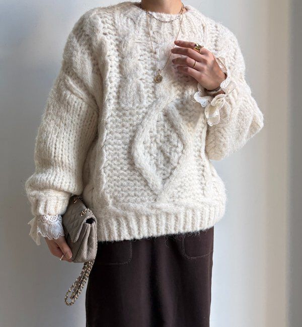  「【WEB限定】ローゲージケーブルニット」|ニット・セーター|