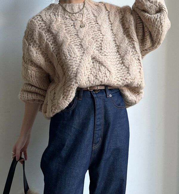  「【WEB限定】ローゲージケーブルニット」|ニット・セーター|