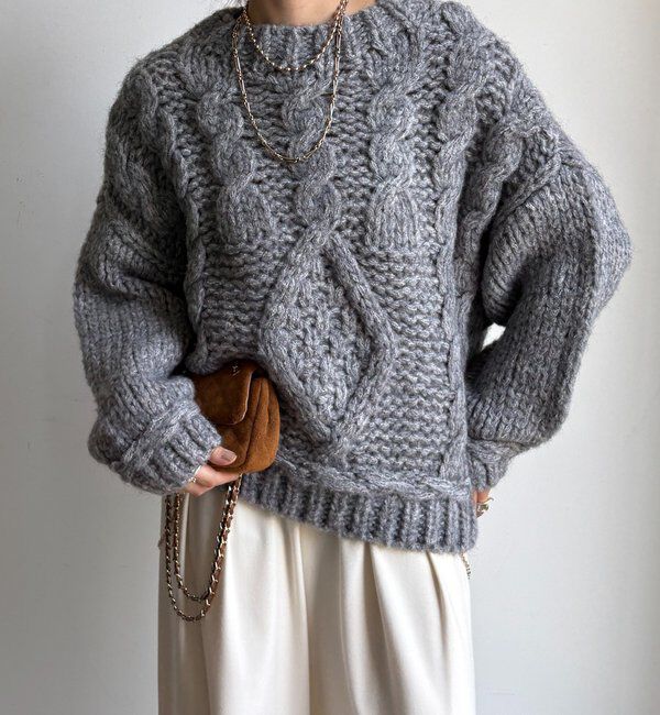  「【WEB限定】ローゲージケーブルニット」|ニット・セーター|