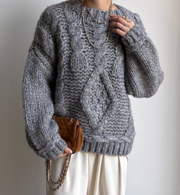  「【WEB限定】ローゲージケーブルニット」|ニット・セーター|