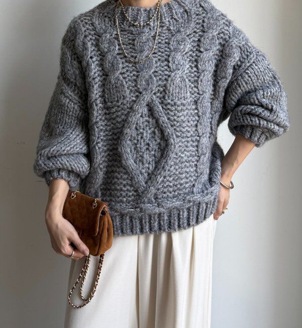  「【WEB限定】ローゲージケーブルニット」|ニット・セーター|