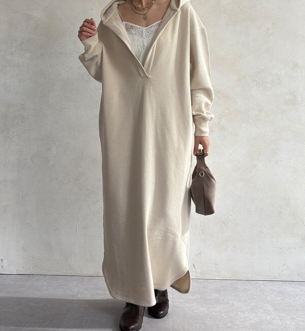  「【WEB限定】フーディーワンピース」|ワンピース|アイボリー