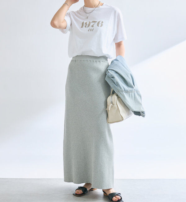  「【美シルエット】コットンリブニットスカート」|スカート|