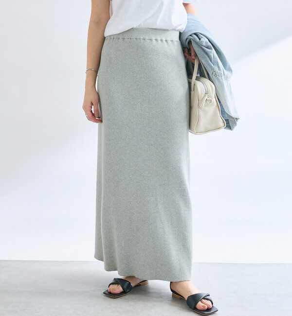  「【美シルエット】コットンリブニットスカート」|スカート|