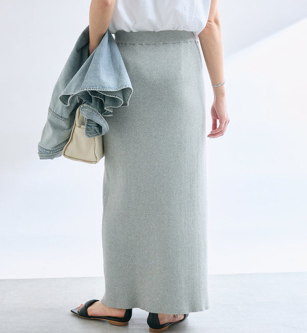  「【美シルエット】コットンリブニットスカート」|スカート|
