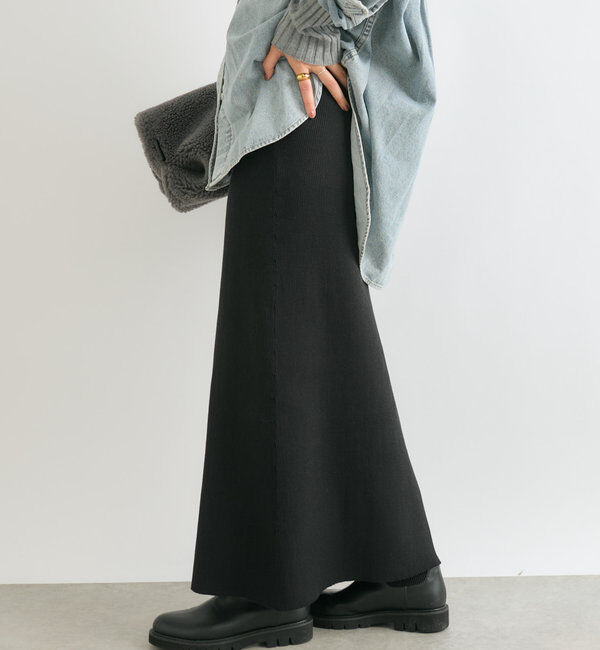  「【美シルエット】コットンリブニットスカート」|スカート|