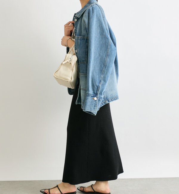  「【美シルエット】コットンリブニットスカート」|スカート|