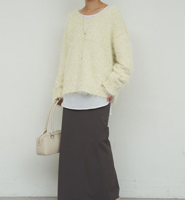  「【2way】【品良く着映える】フェザーヤーンニットプルオーバー」|ニット・セーター|イエロー