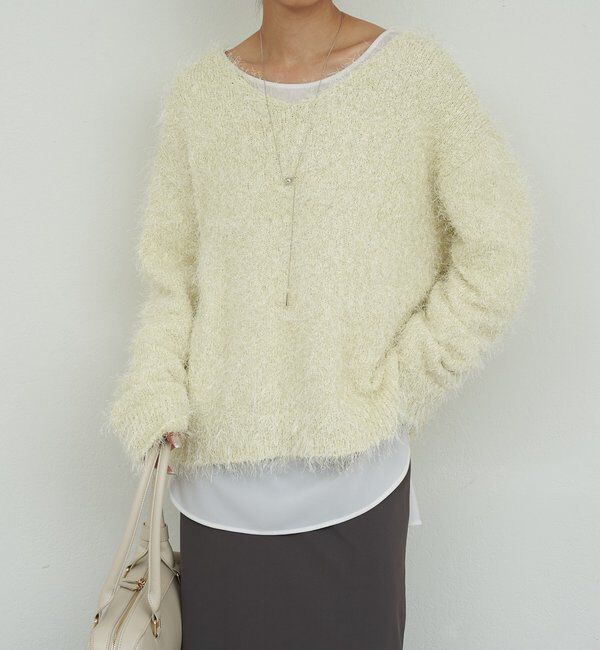  「【2way】【品良く着映える】フェザーヤーンニットプルオーバー」|ニット・セーター|