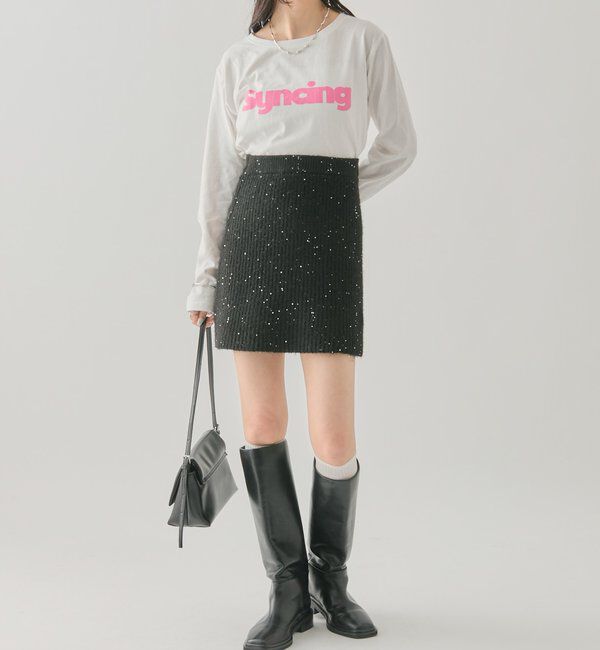  「スパンコールニットスカート」|スカート|