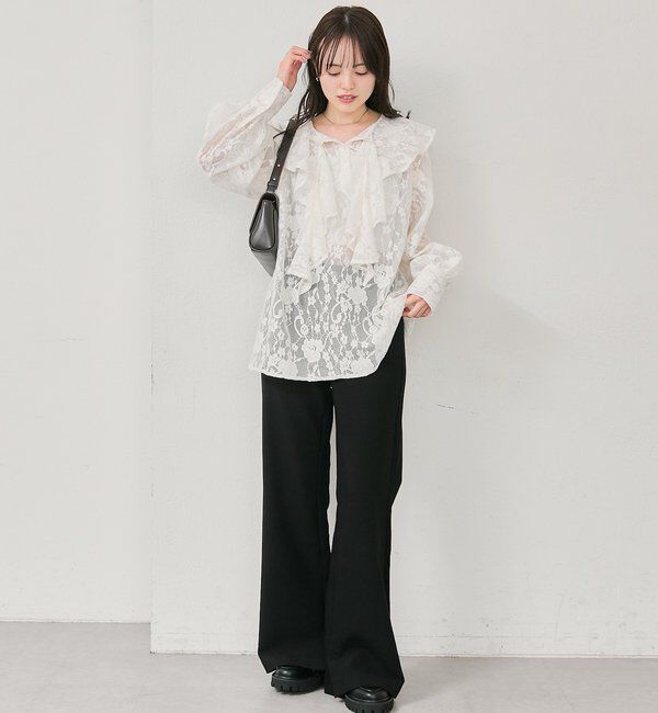  「カットレースフレアパンツ」|チノ|