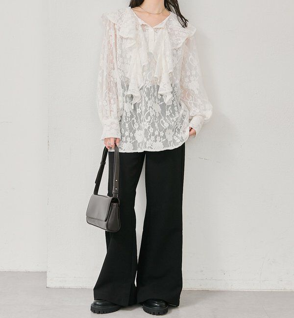  「カットレースフレアパンツ」|チノ|