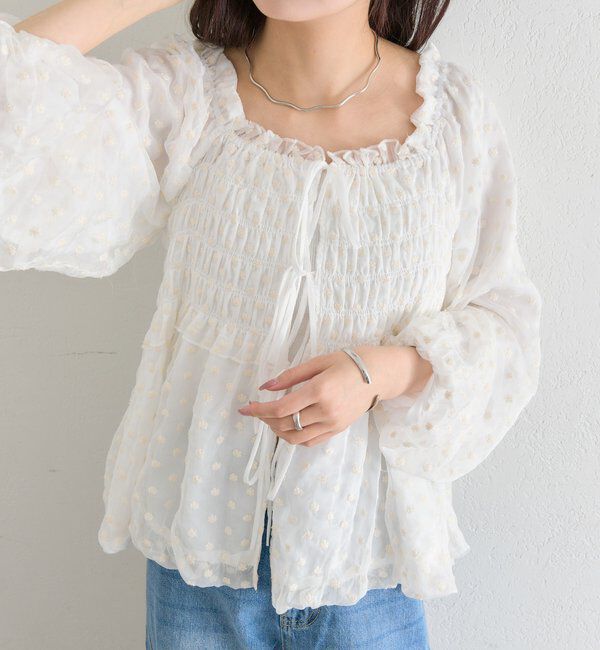  「ドットフラワーバルーンブラウス」|シャツ・ブラウス|