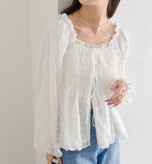  「ドットフラワーバルーンブラウス」|シャツ・ブラウス|