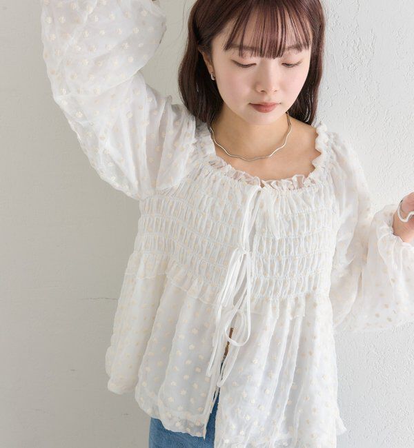  「ドットフラワーバルーンブラウス」|シャツ・ブラウス|