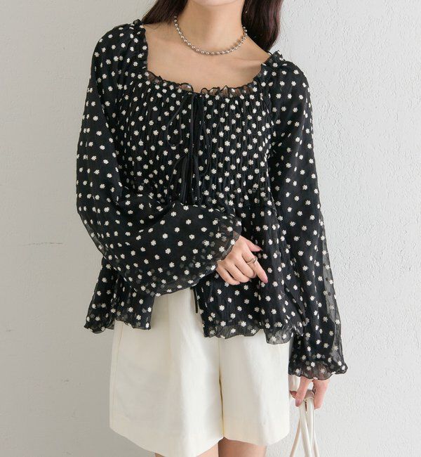  「ドットフラワーバルーンブラウス」|シャツ・ブラウス|