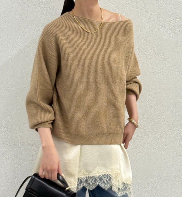  「オフショルニット」|ニット・セーター|ベージュ