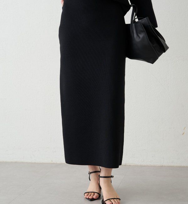  「スムースニットタイトスカート」|スカート|ブラック
