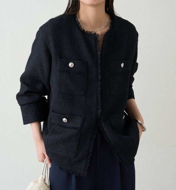  「ファンシーツイードジャケット」|ベスト・ジレ|ネイビー