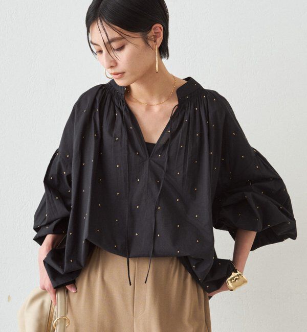  「【INDIA】スキッパー刺繍ブラウス」|シャツ・ブラウス|