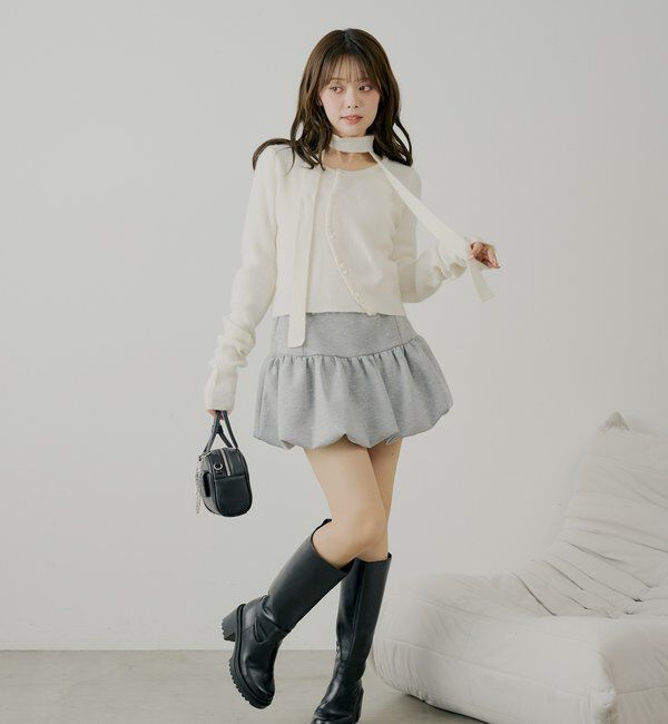  「【セットアップ対応】スウェットバルーンミニスカート」|スカート|