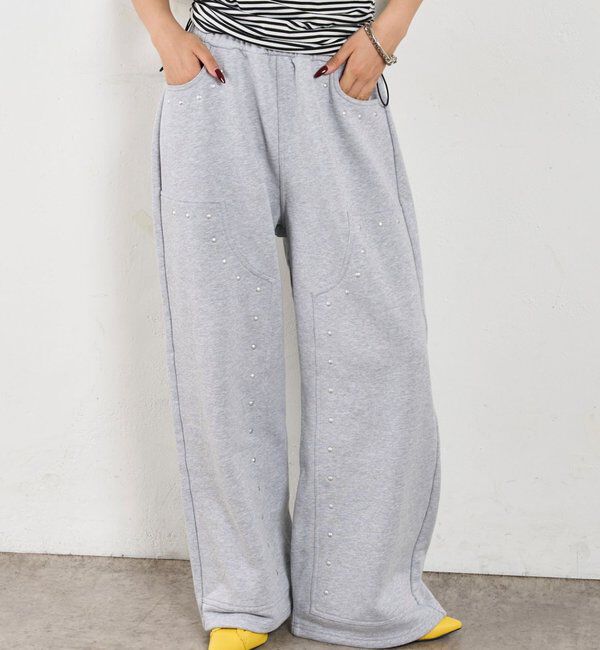  「スタッズ裏毛デザインパンツ / 【新色グレー追加】」|チノ|グレー