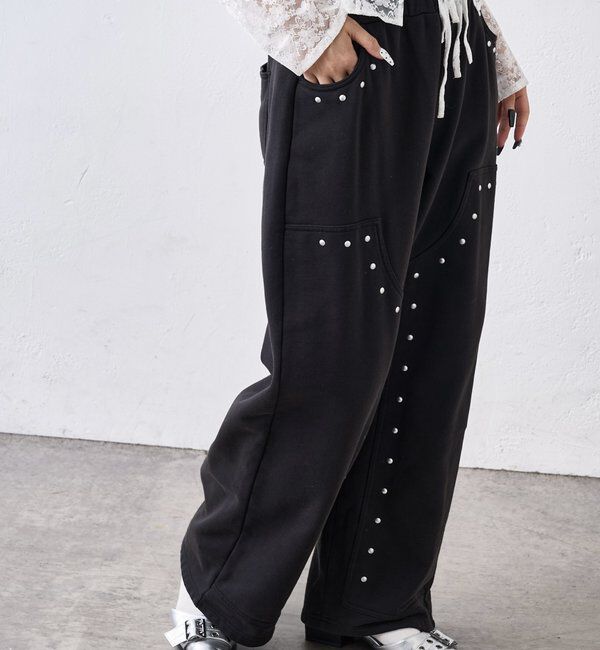  「スタッズ裏毛デザインパンツ / 【新色グレー追加】」|チノ|