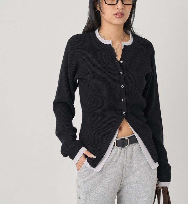  「レイヤードヘンリーナローカーデ」|ニット・セーター|