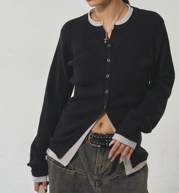  「レイヤードヘンリーナローカーデ」|ニット・セーター|