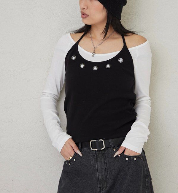  「アイレットホルターレイヤードトップス」|Tシャツ・カットソー|