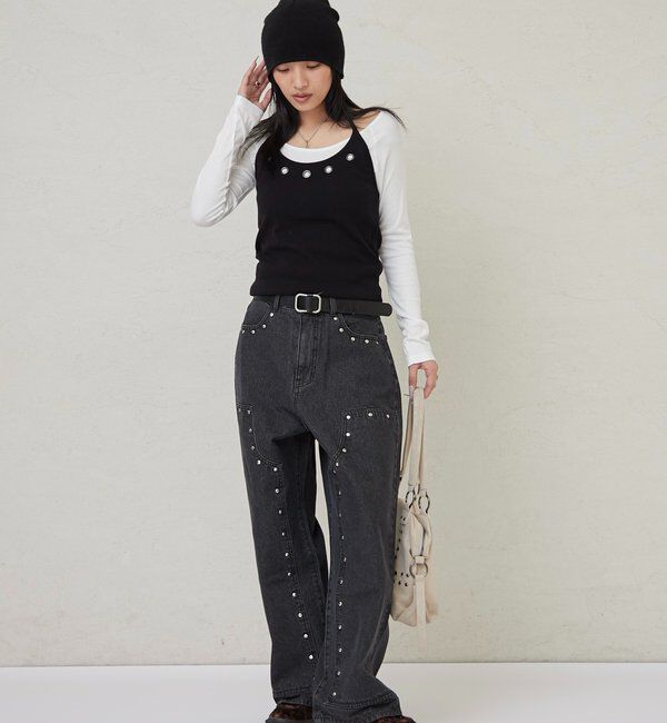  「アイレットホルターレイヤードトップス」|Tシャツ・カットソー|