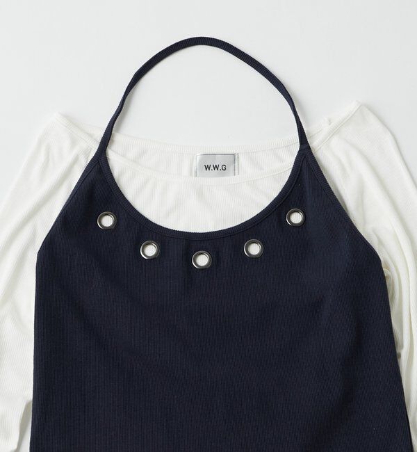  「アイレットホルターレイヤードトップス」|Tシャツ・カットソー|