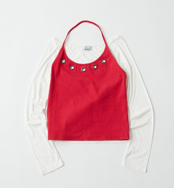  「アイレットホルターレイヤードトップス」|Tシャツ・カットソー|