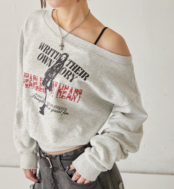  「エリオットラインストーンコンパクトオフショル 」|Tシャツ・カットソー|ホワイト