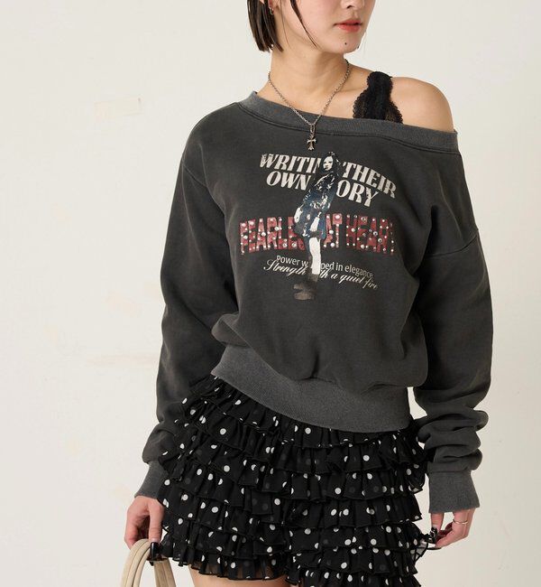  「エリオットラインストーンコンパクトオフショル 」|Tシャツ・カットソー|