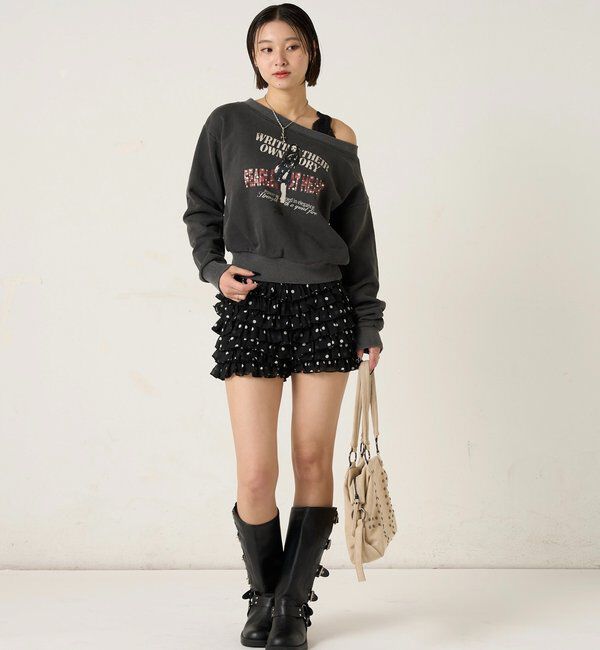  「エリオットラインストーンコンパクトオフショル 」|Tシャツ・カットソー|