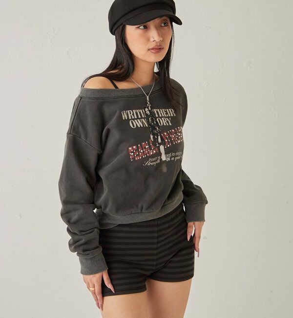  「エリオットラインストーンコンパクトオフショル 」|Tシャツ・カットソー|