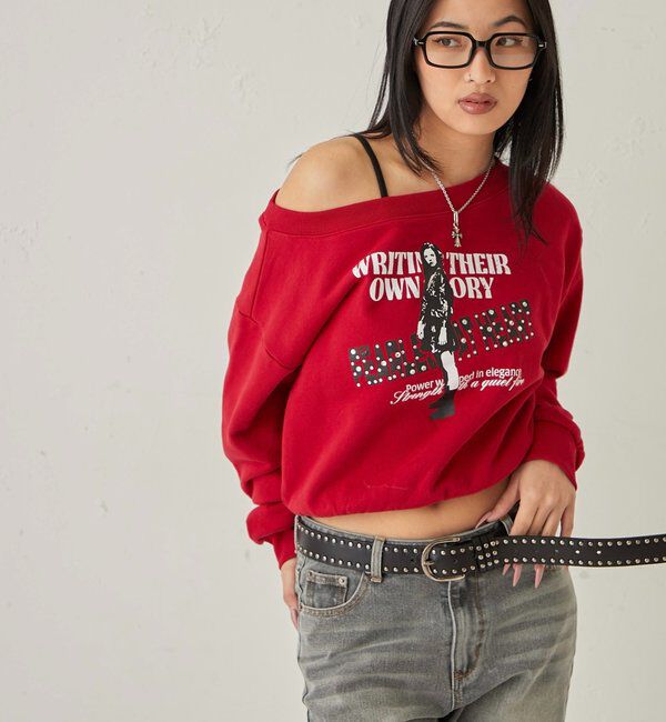  「エリオットラインストーンコンパクトオフショル 」|Tシャツ・カットソー|